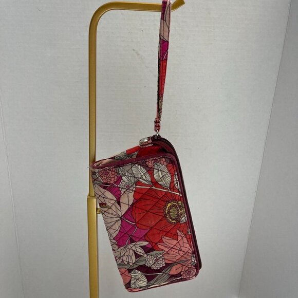 Vera Bradley Quilted Zip Around Wristlet Wallet Floral Pink - Picture 5 of 16